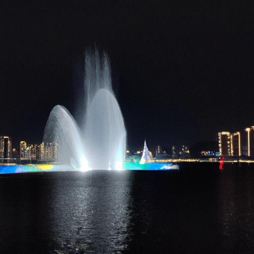 Fonte de cortina de água no lago